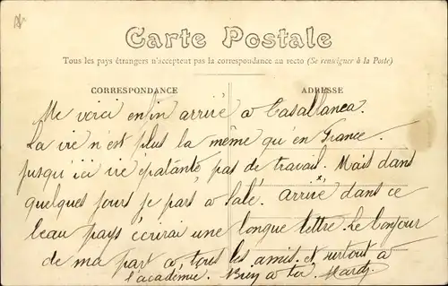 Ak Casablanca Marokko, Marabou de Sidi Marouf, bombardé par le Croiseur Cuirassé "Gloire"