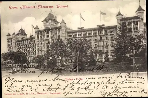 Ak Caux s. Territet Montreux Kanton Waadt, Palace Hôtel