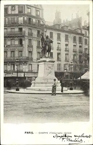 Ak Paris VII, Statue de Claude Chappe, Statue
