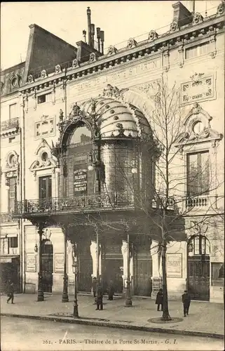 Ak Paris X , Theatre de la Porte St-Martin, Außenansicht