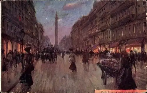 Künstler Ak Paris VIII, La Rue de la Paix a nuit