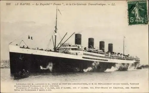 Ak Le Havre Seine Maritime, Le Paquebot La France de la Cie Generale Transatlantique