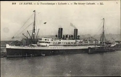 Ak Le Havre Seine Maritime, Le Transatlantique, Lafayette, Dampfschiff