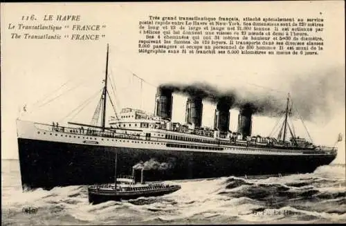 Ak Le Havre Seine Maritime, Le Transatlantique France, Dampfer