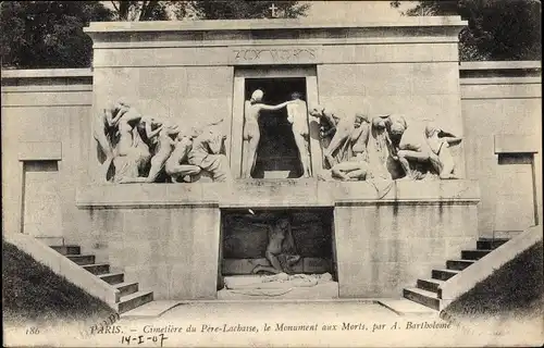 Ak Paris XVIII. Montmartre, Cimetiere du Pere Lachaise, Monument aux Morts, A. Bartholomé