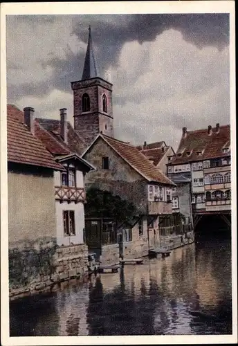 Ak Erfurt in Thüringen, Partie an der Gera, Fluß, Kirche