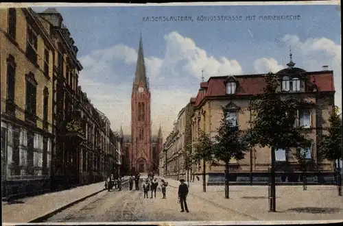 Ak Kaiserslautern in Rheinland Pfalz, Königsstraße mit Marienkirche