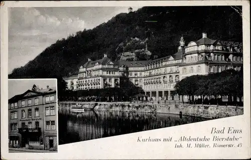 Ak Bad Ems an der Lahn, Kurhaus mit Altdeutsche Bierstube, Römerstr. 43