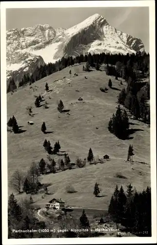 Ak Garmisch Partenkirchen in Oberbayern, Partnachalm gegen Alpspitze, Hochblassen