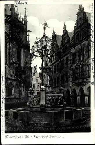 Ak Münster in Westfalen, Lambertibrunnen