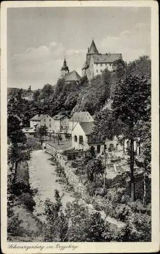 Ak Schwarzenberg im Erzgebirge Sachsen, Schwarzenberg Schloss