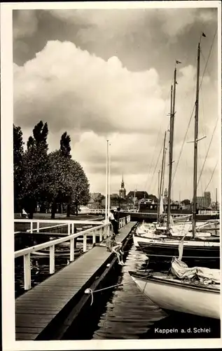 Ak Kappeln an der Schlei, Anleger, Panorama, Boote