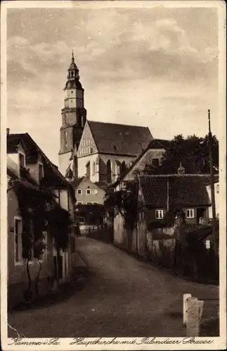 Ak Kamenz in Sachsen, Pulsnitzer Straße, Hauptkirche