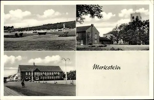 Ak Merkstein Herzogenrath in Nordrhein Westfalen, Kirche, Straßenpartie