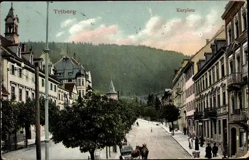 Ak Triberg im Schwarzwald, Kurplatz, Kutsche