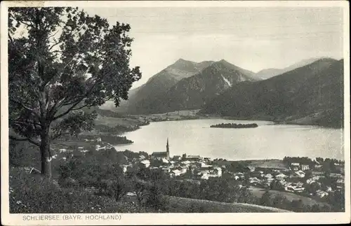 Ak Schliersee in Oberbayern, Panorama, Kirche