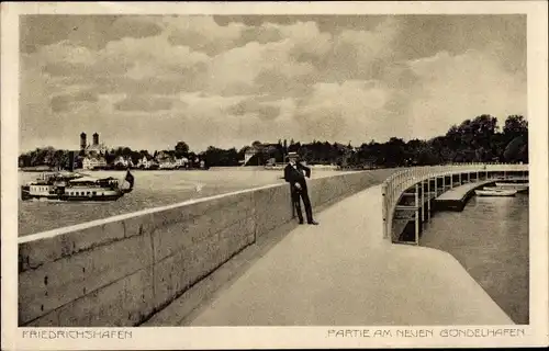 Ak Friedrichshafen am Bodensee, Partie am Neuen Gondelhafen, Dampfer