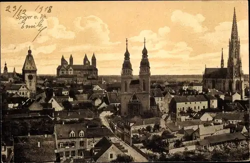 Ak Speyer am Oberrhein Rheinland Pfalz, Panorama, Dom, Kirche