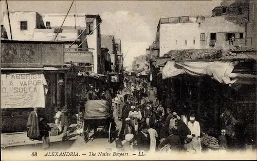 Ak Alexandria Ägypten, The Native Bazaars, Bazar der Einheimischen