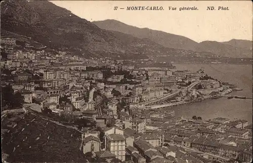 Ak Monte Carlo Monaco, Vue generale, Luftaufnahme