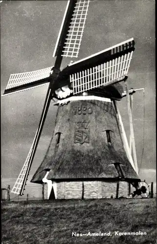 Ak Nes Ameland Friesland, Korenmolen, Windmühle