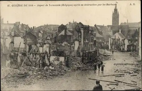 Ak Dendermonde Termonde Ostflandern, Aspect de Termonde apres sa destruction par les Barbares