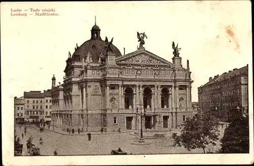 Ak Lwów Lemberg Ukraine. Stadttheater