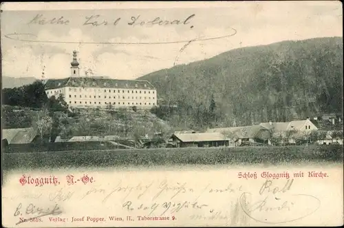 Ak Gloggnitz in Niederösterreich, Schloss, Kirche