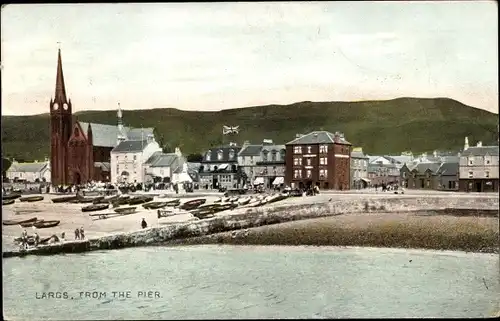 Ak Largs Schottland, From the Pier, Ortsansicht, Kirche