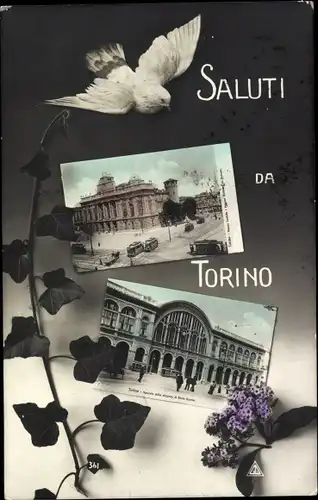 Passepartout Ak Torino Turin Piemonte, Bahnhof Porta Nuova, Straßenbahn