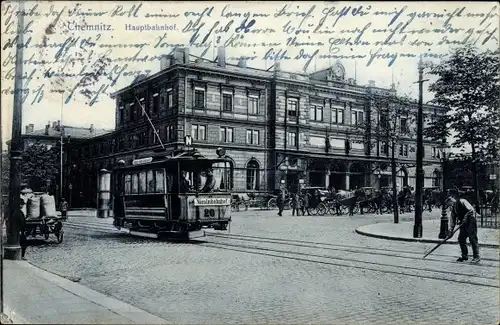 Ak Chemnitz in Sachsen, Partie am Hauptbahnhof, Straßenbahn 20