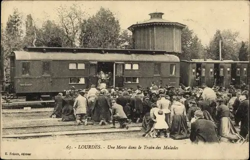 Ak Oostacker Lourdes Ostflandern, Une Messe dans le Train des Malades