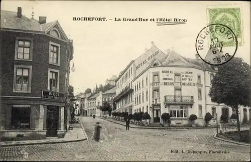 Ak Rochefort Wallonien Namur, la Grand Rue et l'Hôtel Biron