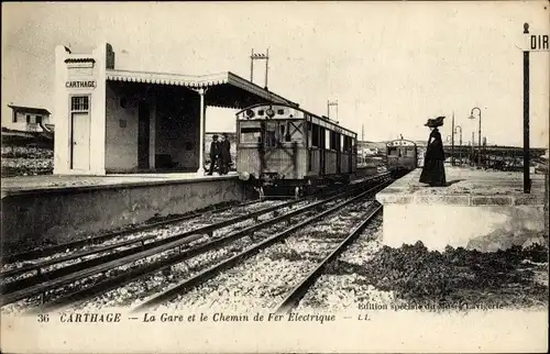 Ak Carthage, la Gare et le Chemin de Fer Electrique, Partie am Bahnhof