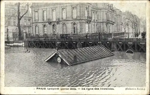 Ak Paris Inondè, La Ligne des Invalides