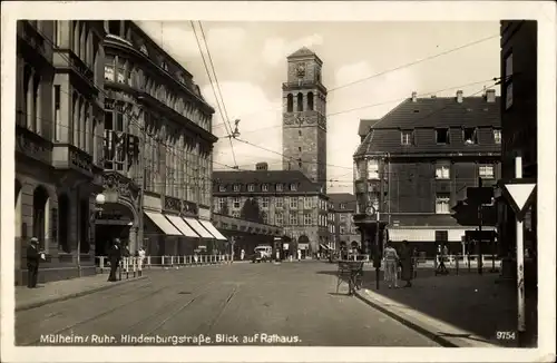 Ak Mülheim an der Ruhr, Hindenburgstraße, Rathaus