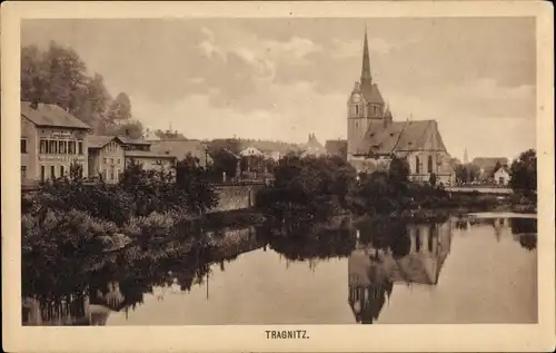 Ak Tragnitz Leisnig an der Freiburger Mulde Sachsen, Kirche, Maschinenfabrik Wapler