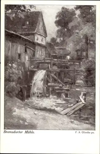 Künstler Ak Glienke, F. A., Bremsdorfer Mühle Schlaubetal, Wassernühle