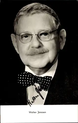 Ak Schauspieler Walter Janssen, Portrait, Autogramm, Fliege