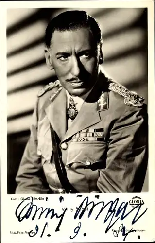 Ak Schauspieler Willy Birgel, Portrait, Autogramm, Uniform