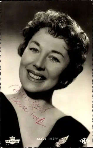 Ak Schauspielerin Alice Treff, Portrait, Autogramm