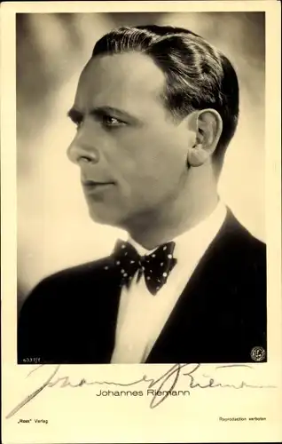 Ak Schauspieler Johannes Riemann, Portrait, Autogramm