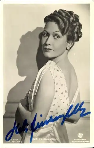 Ak Schauspielerin Heli Finkenzeller, Portrait, Autogramm