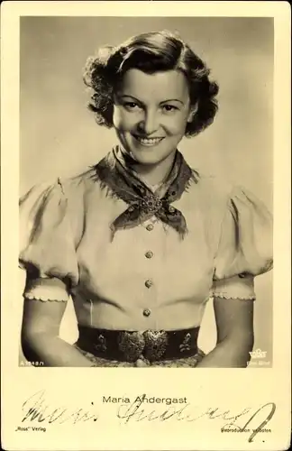 Ak Schauspielerin Maria Andergast, Portrait, Tobis, Ross Verlag A 1948/1