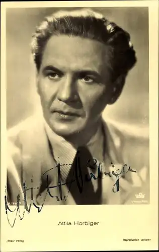 Ak Schauspieler Attila Hörbiger, Portrait, Ross Verlag Nr. A 1861/1