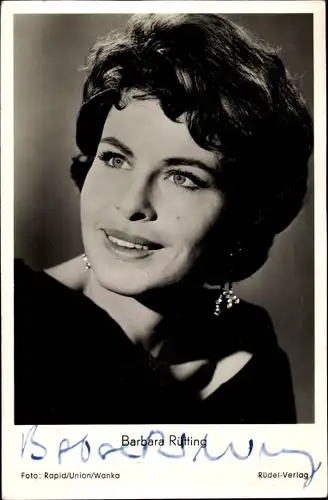 Ak Schauspielerin Barbara Rütting, Portrait, Autogramm
