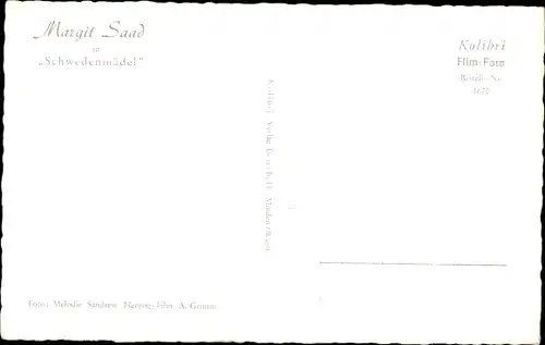 Ak Schauspielerin Margit Saad, Portrait, Autogramm, Schwedenmädel