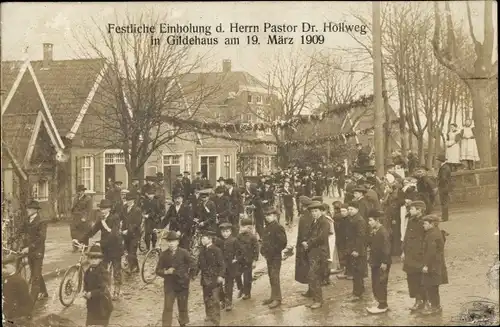 Foto Ak Gildehaus Bad Bentheim, Festliche Einholung des Herrn Pastor Dr. Hollweg 1909, Festzug