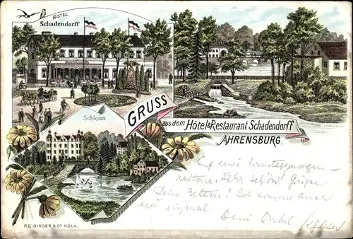 Litho Ahrensburg in Holstein, Hotel Restaurant Schadendorff, Schloss