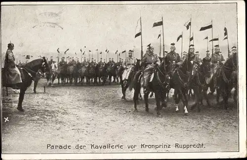 Ak Parade der Kavallerie vor Kronprinz Rupprecht von Bayern